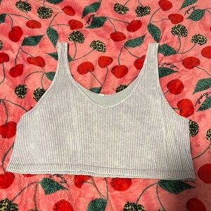 Elegant Light Purple Ribbed Women's Crop Top